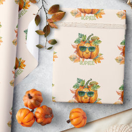 Custom Wassercolor Niedlich Pumpkin Orange Hallowe Geschenkpapier