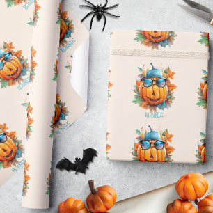 Custom Wassercolor Niedlich Pumpkin Orange Hallowe Geschenkpapier
