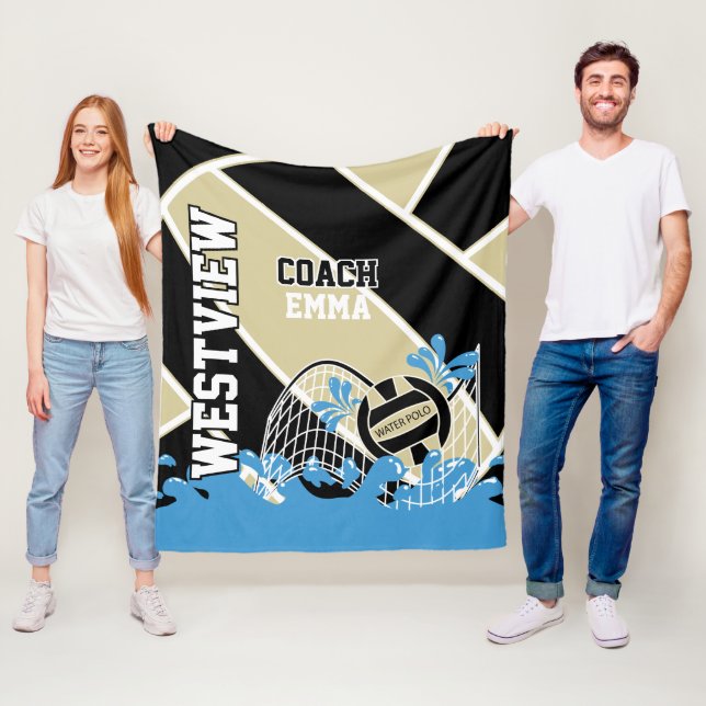 Custom - Water Polo 🤽 ♀️ in Gold, Schwarz und Wei Fleecedecke (Beispiel)