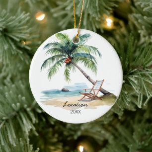 Custom Watercolor Beach Keramik Ornament