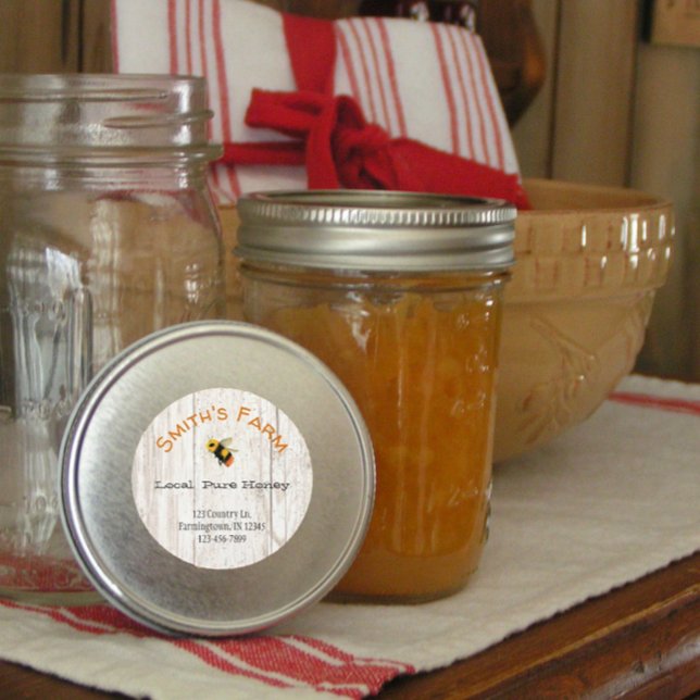 Custom Watercolor Bee Honey Round Aufkleber (Von Creator hochgeladen)