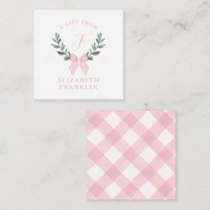 Custom Watercolor Bow Gingham Geschenkverpackung Mitteilungskarte