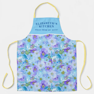 Custom Watercolor Bush Wildblume Romantic Blue Schürze