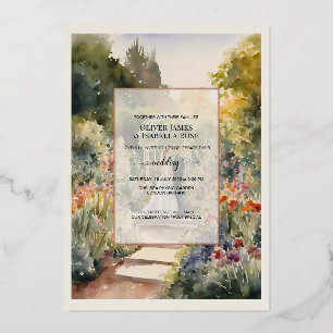 Custom Watercolor Chelsea Physic Garden Wedding Folieneinladung