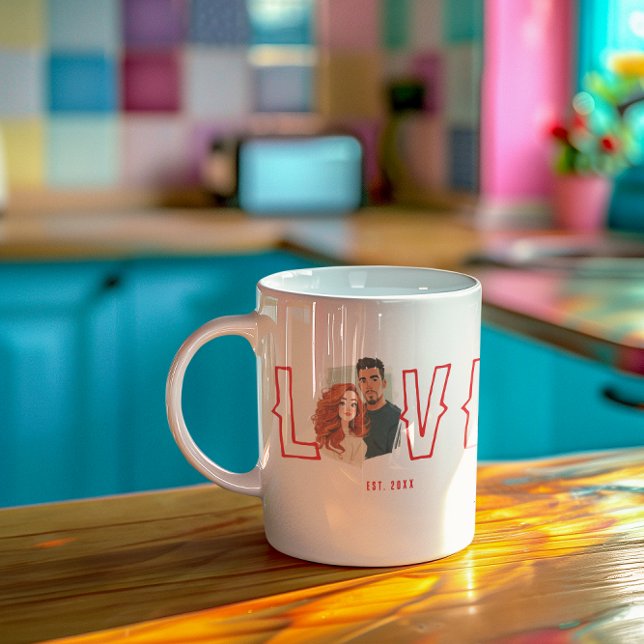 Custom Watercolor Couple Portrait Love Kaffeetasse (Von Creator hochgeladen)