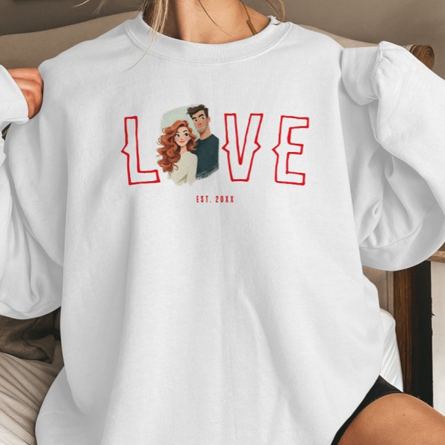Custom Watercolor Couple Portrait Love Sweatshirt (Von Creator hochgeladen)