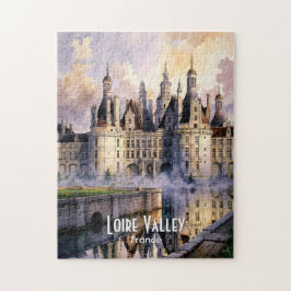 Custom Watercolor France Loire Valley Retro Castle Puzzle