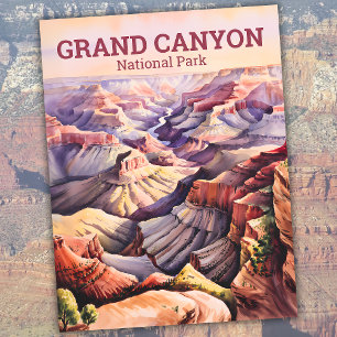 Custom Watercolor Grand Canyon Vintage Reise Postkarte