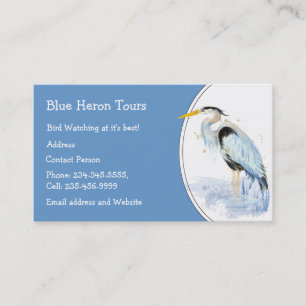 Custom Watercolor Great Blue Hering Bird Visitenkarte
