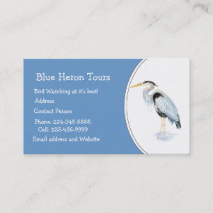 Custom Watercolor Great Blue Heron Bird Business Visitenkarte