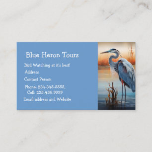 Custom Watercolor Great Blue Heron Bird Business Visitenkarte