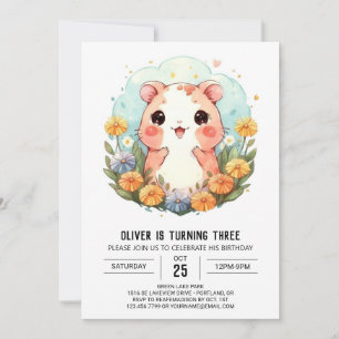 Custom Watercolor Hamster Birthday Einladung