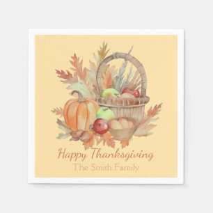 Custom Watercolor Happy Thanksgiving Aktionskorb Serviette