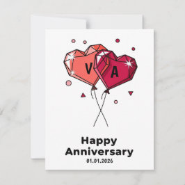 Custom Watercolor Heart Couple Anniversary Card Feiertagskarte