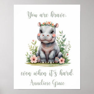 Custom Watercolor Hippo Giro del Malcantone Kinder Poster