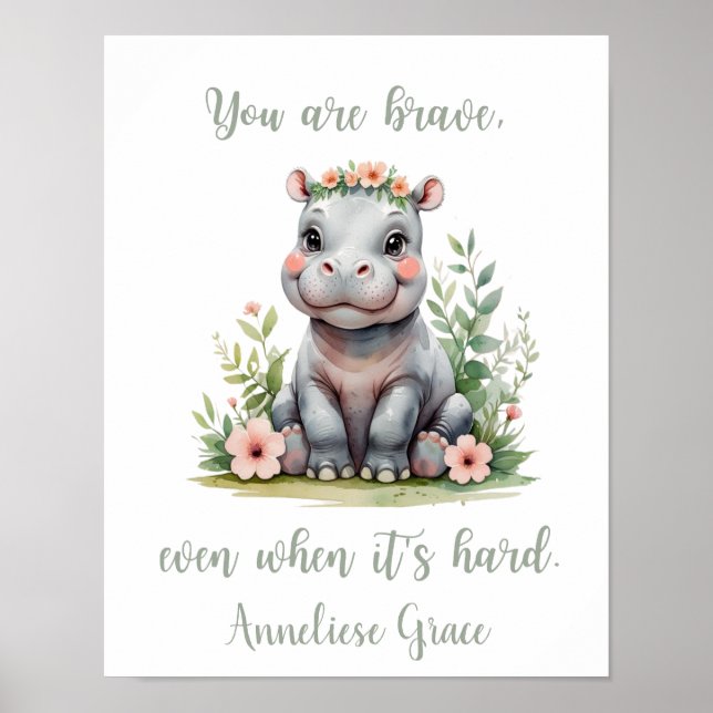 Custom Watercolor Hippo Giro del Malcantone Kinder Poster (Vorne)
