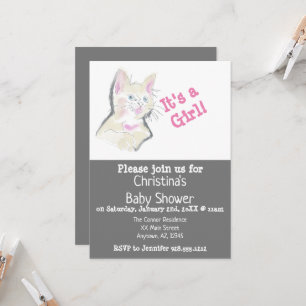 Custom Watercolor Kitten Baby Dusche Einladung