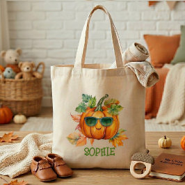 Custom Watercolor Orange Pumpkin Halloween Candy Tragetasche