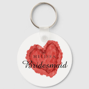Custom Watercolor Red Heart Bridesmaid Schlüsselanhänger