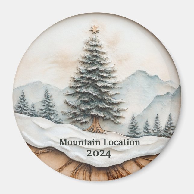 Custom Watercolor Rustic Mountain  Magnet (Vorne)