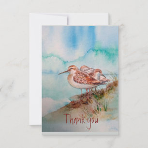 Custom Watercolor Sandpiper Shore Beach Bird Art Dankeskarte