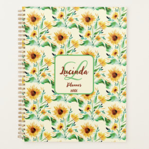 Custom Watercolor Sonnenblumen Florals Design Planer