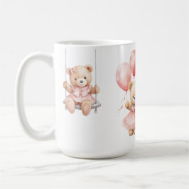 Custom Watercolor Teddy Bear Girl 1st Birthday Kaffeetasse