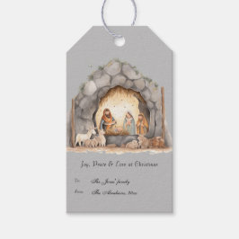 Custom Watercolor Vintage Weihnachtskrippe Szene Geschenkanhänger