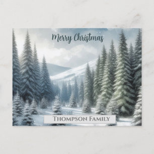 Custom watercolor Weihnachtskiefernwald Postcard Postkarte