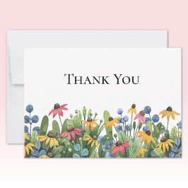 Custom Watercolor Wildflowers Thank You Flat Mitteilungskarte