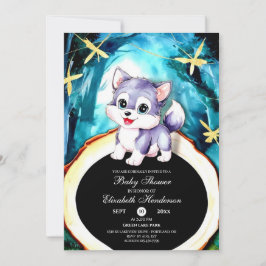 Custom Watercolor Wolf Baby Dusche Einladung
