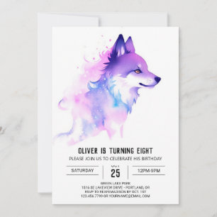 Custom Watercolor Wolf Geburtstag Einladung