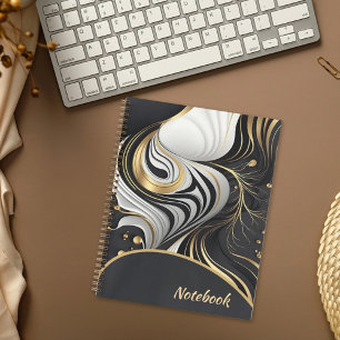 Custom Wavy Schwarz/Gold Notebook Notizbuch