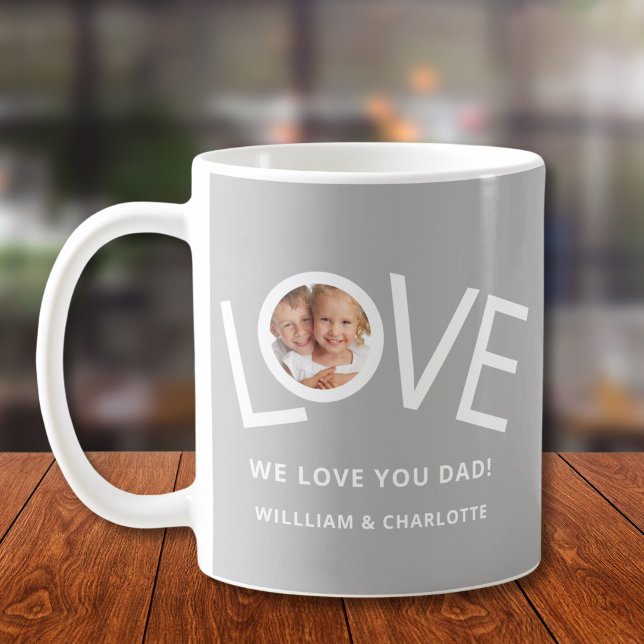 Custom We Liebe You Vater Foto Grau Kaffeetasse (Von Creator hochgeladen)