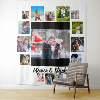 Custom Wedding Anniversary 15 Foto Collage Wandteppich