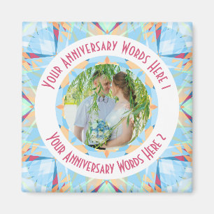Custom Wedding Anniversary Blue Foto Gruß Magnet