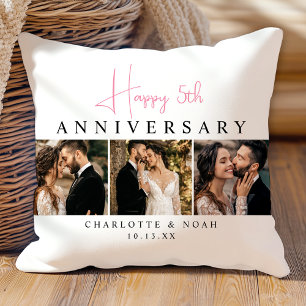 Custom Wedding Anniversary Foto Collage Kissen