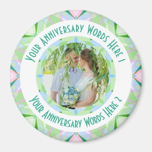 Custom Wedding Anniversary Green Foto Gruß Magnet