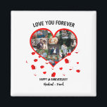 Custom Wedding Anniversary Heart Foto Collage Magnet<br><div class="desc">Angepasste Hochzeitanfänger Herzfoto Collage. Personalisieren Sie diese Jubiläumsvorlage mit 15 Fotos,  Namen</div>