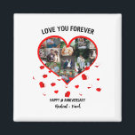 Custom Wedding Anniversary Heart Foto Collage Magnet<br><div class="desc">Angepasste Hochzeitanfänger Herzfoto Collage. Personalisieren Sie diese Jubiläumsvorlage mit 15 Fotos,  Namen</div>