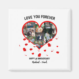 Custom Wedding Anniversary Heart Foto Collage Magnet