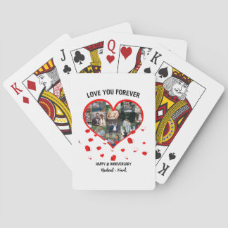 Custom Wedding Anniversary Heart Foto Collage Spielkarten