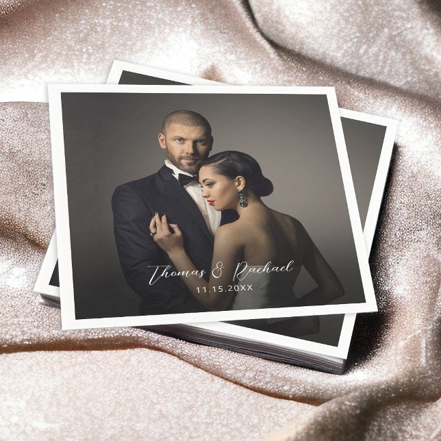 Custom Wedding Bride and Groom's Foto Napkins Serviette (Von Creator hochgeladen)