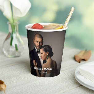 Custom Wedding Bride and Groom's Foto Pappbecher