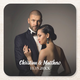 Custom Wedding Bride and Groom's Foto Rechteckiger Pappuntersetzer