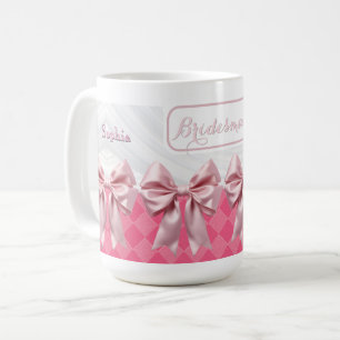 Custom Wedding Bridesmaid Geschenk Pink Bow Coquet Kaffeetasse