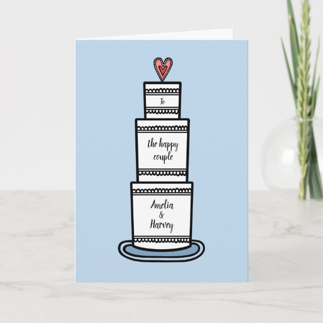 Custom Wedding Cake Illustration Wedding Card Karte (Vorderseite)