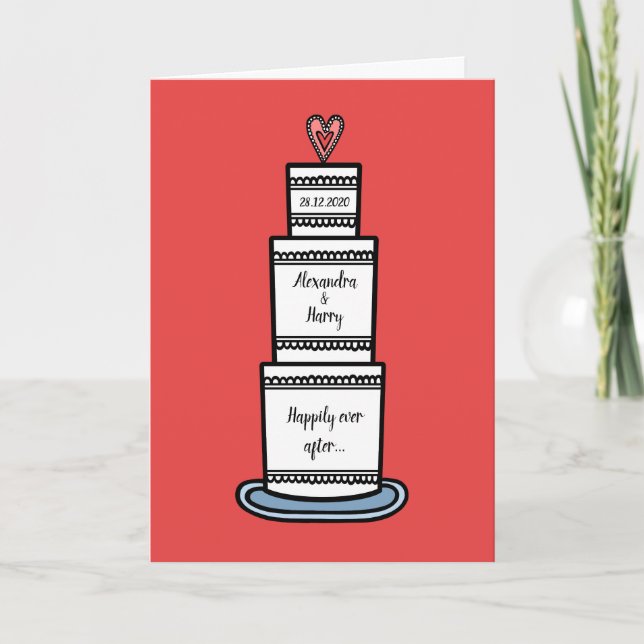 Custom Wedding Cake Illustration Wedding Card Karte (Vorderseite)