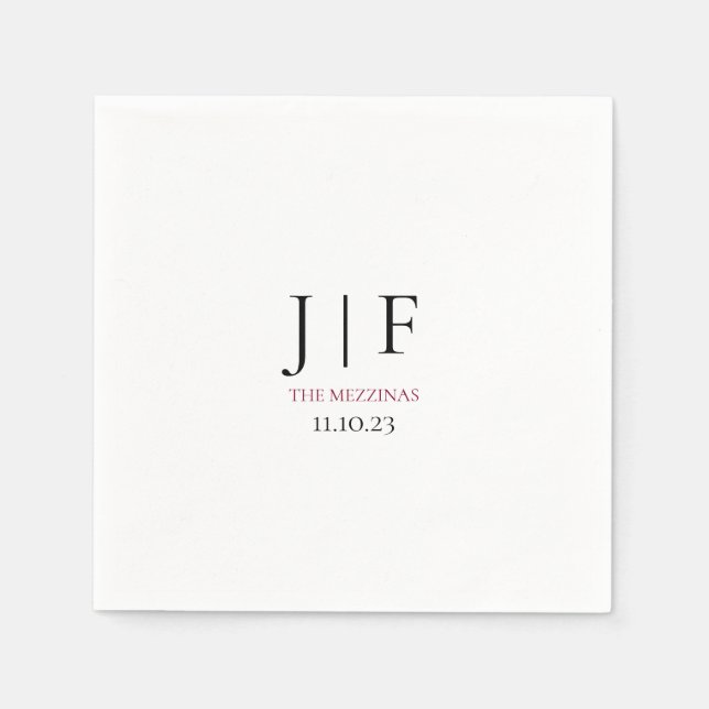 Custom Wedding Cocktail Papier Napkin Serviette (Vorderseite)