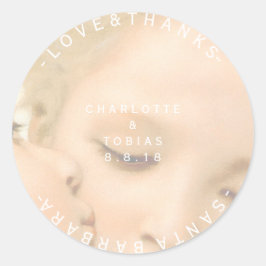 Custom Wedding dank Foto Delicate White Sweet Runder Aufkleber